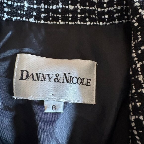 Danny & Nicole Womens Black White Tweed Zip Up Jacket Size 8 Office Evening - Picture 5 of 8
